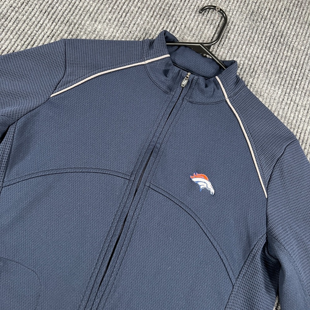 Denver Broncos Full Zip Sweatshirt Mens Large Blue Long Sleeve Mock NFL